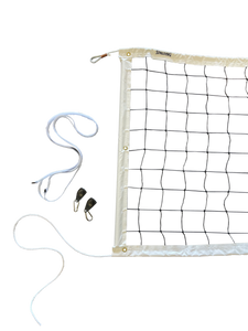 Volleyball net with ropes and clips on a white background