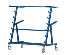 Blue, empty, equipment carrier on a white background.