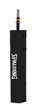 Black Spalding volleyball upright pad on a white background