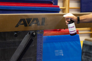 Remove the chalk from your balance beam with Truce chalk cleaner